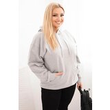 Kesi Włoski Plus Size women's looped sweatshirt with a hood and kangaroo pocket gray Cijene