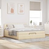  Otomanski krevet s madracem i LED krem 180x200cm od tkanine | shoptok.hr