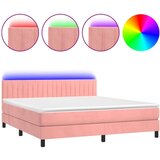  Box spring s madracem LED ružičasti 160x200cm baršunasti | shoptok.hr