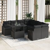 vidaXL Set vrtnog sofa 9 dijelova Crna Ratan, Poliester Vrtni sofa set Cijene