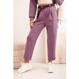 Kesi Włoski Women's set butter hoodie with pants with a belt purple | Shoptok.si