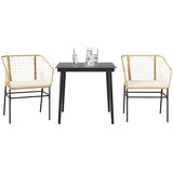  3-dijelni vrtni blagovaonski set s jastucima poliratan i staklo Smeđa 80 x 80 x 74 cm | shoptok.hr