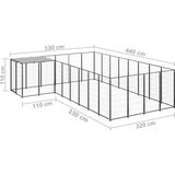 vidaXL kavez za pse crni 10,89 m² čelični | shoptok.hr