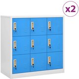 vidaXL ormarići s ključem 2 kom svjetlosivi/plavi 90x45x92,5 cm čelik | shoptok.hr