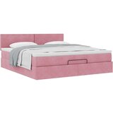 vidaXL Otomanski posteljni okvir z vzmetnico roza 180x200cm žamet | Shoptok.si