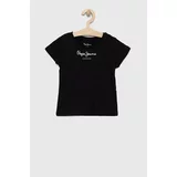 PepeJeans Otroška bombažna kratka majica Črna barva