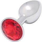 Sunfo - metalni analni plug s crvenim kamenom (srebrni) | shoptok.hr