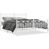 vidaXL Kovinski posteljni okvir z vzglavjem in vznožjem bel 160x200 cm | Shoptok.si