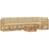  Set vanjskih sofa 7 pcs Bijela i bež 59 x 59 x 37 cm Poliester | shoptok.hr