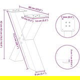  noge kavne mize v obliki črke x 2 kosa 60x(42-43) cm jeklo, (21828207) | Shoptok.si