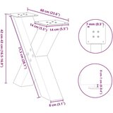  Noge za stolić X-oblika 2 kom prirodni čelik 60x(42-43)cm čelik | shoptok.hr