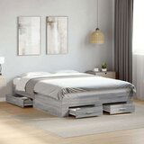 vidaXL Posteljni okvir s predali siva sonoma 120x190 cm inženirski les | Shoptok.si