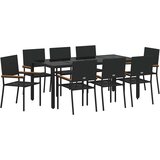  Vrtni set za objed 9 kom. Crna poliratan | shoptok.hr