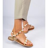 Gemre Golden women's sandals adorned with pearls Sarino | Shoptok.si