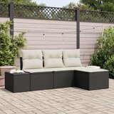  4-delni vrtni kavč set z blazinami črn poli ratan, (22093910) | Shoptok.si