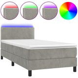 Maison Chic Box spring postelja - Vzmetna postelja z vzmetnico LED svetlo siva 100x200cm žamet SL22428, (21892212) Cene