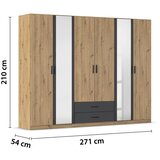 Modern Living Omara Za Oblačila Despina, Barva Hrasta, Temno Siva | Shoptok.si