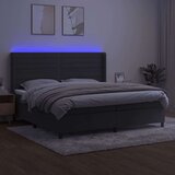  Box spring postelja z vzmetnico LED temno siva 200x200 cm žamet, (20724764) | Shoptok.si