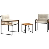  Set vanjskog namještaja s jastukom 3 pcs Krema | shoptok.hr