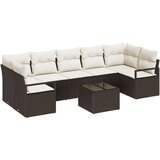  8-delni vrtni set kavčev z blazinami rjav poli ratan | Shoptok.si