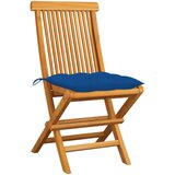 Maison Chic Vrtni stoli - Stol za vrt z modrimi blazinami 2 kosa trdna tikovina JS2565, (21876122) | Shoptok.si