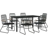  7-dijelni vrtni blagovaonski set od PVC ratana crni | shoptok.hr