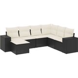  7-dijelni set vrtnih sofa od poliratana s jastucima crni | shoptok.hr