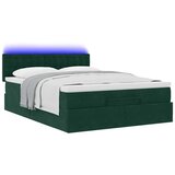  Ottoman krevet s madracem i LED diodama tamnozeleni 140x190 cm baršun | Eponuda.ba