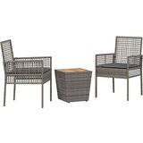  3-delni vrtni bistro set s blazinami sivo poli ratan, (22015373) | Shoptok.si