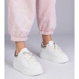 Gemre White sneakers with a golden insert and stiletto with rhinestones Floura | Shoptok.si