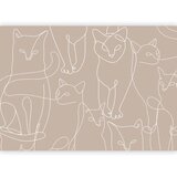 Foto tapeta - Cat lineart - minimalist sketches of white cats on beige background 450x315 Standard | shoptok.hr