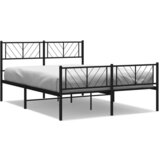  The Living Store Kovinski posteljni okvir z vzglavjem in vznožjem črn 135x190 cm - Kovinski Posteljni Okvir, (21448871) | Shoptok.si