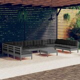  Vrtna sedežna garnitura 11-delna z blazinami siva borovina, (20760631) | Shoptok.si