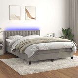  Box spring s madracem LED svjetlosivi 140x200 cm baršun Cijene