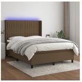 vidaXL Krevet box spring s madracem LED tamnosmeđi 140x190 cm tkanina | shoptok.hr
