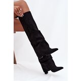 Boto Insulated Women's Boots with Turned Shaft on Heel Eco Suede Black Elivira | shoptok.hr
