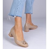 D/CEO marka niezdefiniowana Brown low heel pumps with rhinestones Cahes | Shoptok.si