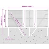 vidaXL žičnata ograja z 13 stebrički Siva 0.5x50 m Jeklo | Shoptok.si