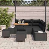  Sjedeća garnitura za vrt s jastukom 8 pcs Crna Poli ratan - Crna Dužina stola 80 cm | shoptok.hr