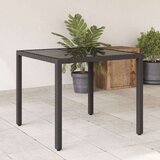 vidaXL Vrtni stol sa staklenom pločom crni 90x90x75 cm od poliratana | shoptok.hr