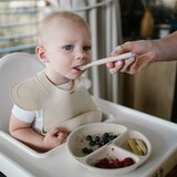 BabyOno silikonski okrugli tanjur s odjeljcima i vakuumom 6 m+, bež | shoptok.hr