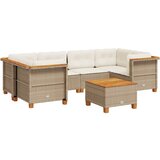 Maison Chic Seti vrtnega pohištva - Vrtna garnitura - Vrtni pohištvo set 7-delna z blazinami bež poli ratan, (21801281) | Shoptok.si