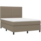  Krevet box spring s madracem LED smeđesivi 140x190 cm tkanina | shoptok.hr