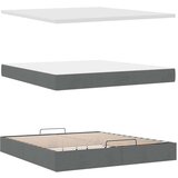 vidaXL Otomanski posteljni okvir z vzmetnico siv 160x200 cm blago | Shoptok.si