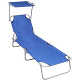Maison Chic Zložljiv Ležalnik - Sončna ležalnik s streho moder aluminij, (22043184) | Shoptok.si
