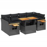 Maison Chic Seti vrtnega pohištva - Vrtna garnitura - Vrtni pohištvo set 7-delna z blazinami črn poli ratan, (21803057) | Shoptok.si