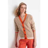 Trendyol Camel Jacquard Color Block Knitwear Cardigan | Shoptok.si