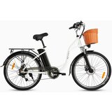 DYU C6 Retro električno mestno kolo, 250 W 36 V 12,5 Ah, s košaro in zadnjim prtljažnikom, belo, (21960387) | Shoptok.si