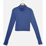 Trendyol Indigo Turtleneck Finger Detailed Ribbed Knitted Blouse | shoptok.hr