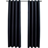 Furnova Zatemnitvene zavese s kovinskimi obročki 2 kosa črne 140x175 cm, (21918506) | Shoptok.si